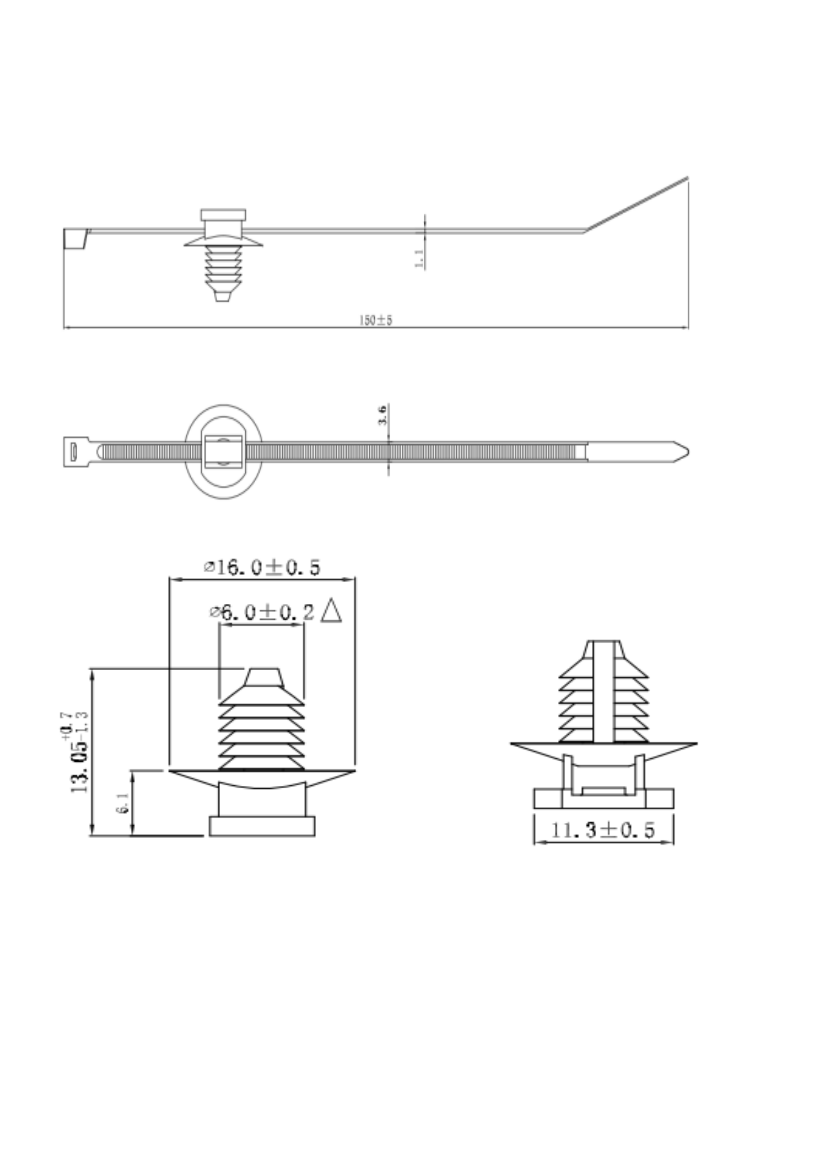 汽車(chē)線(xiàn)束扎帶PA型產(chǎn)品規(guī)格書(shū)